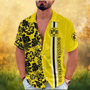 Borussia Dortmund BVB Personalized Hibiscus Floral Hawaiian