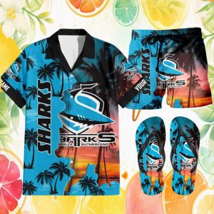 Cronulla Sutherland Sharks NRL Custom Name Beachwear Combo Cronulla Sutherland Sharks NRL Custom Name Beachwear Combo