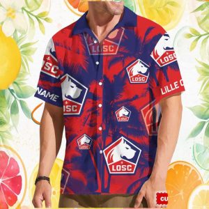 Custom LOSC Lille Hawaiian Red & Navy Tropical French Football Apparel