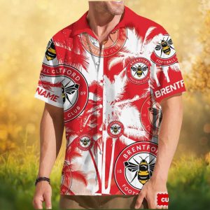 Custom Name Brentford F.C. The Bees Palms Pattern Hawaiian