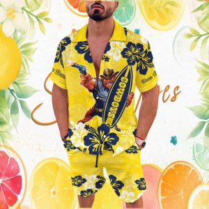 Custom Name Cowboys Mascot Yellow Floral Hawaiian and Shorts Set Custom Name Cowboys Mascot Yellow Floral Hawaiian and Shorts Set