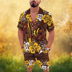 Custom Name Hawthorn Hawks AFL Mascot Floral Hawaiian & Shorts