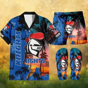 Custom Name Knights Sports Team Sunset Graphic Beach Apparel Bundle Hawaiian