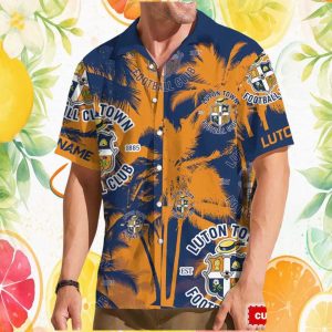 Custom Name Luton Town FC Orange Blue Sunset Hawaiian Custom Name Luton Town FC Orange Blue Sunset Hawaiian