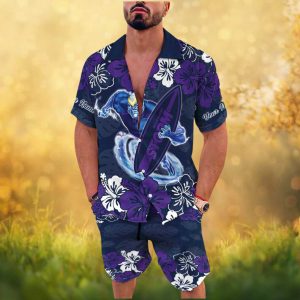 Custom Name Melbourne Storm NRL Purple Tropical Hawaiian and Shorts