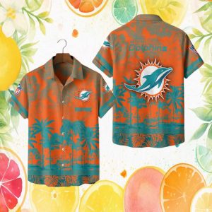 Custom Name Miami Dolphins NFL Orange & Aqua Tropical Summer Hawaiian Custom Name Miami Dolphins NFL Orange & Aqua Tropical Summer Hawaiian