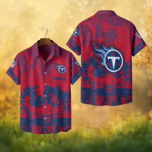 Custom Name Tennessee Titans NFL Red & Navy Tropical Beach Hawaiian