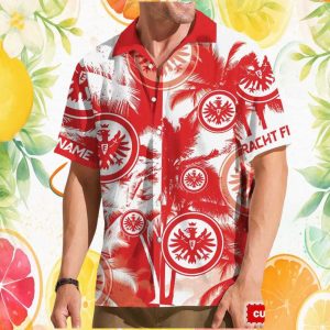 Eintracht Frankfurt Custom Name Hawaiian Red & White Palm Design