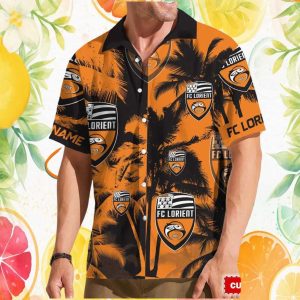 FC Lorient Ligue 1 Personalized Name Orange & Black Tropical Beach Hawaiian FC Lorient Ligue 1 Personalized Name Orange & Black Tropical Beach Hawaiian