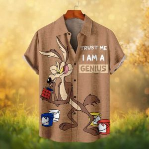 Funny Wile E. Coyote “Trust Me I Am A Genius” Cartoon Humor Hawaiian Shirt