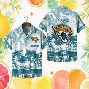 Jacksonville Jaguars Personalized Name Teal Tropical NFL Hawaiian Jacksonville Jaguars Personalized Name Teal Tropical NFL Hawaiian
