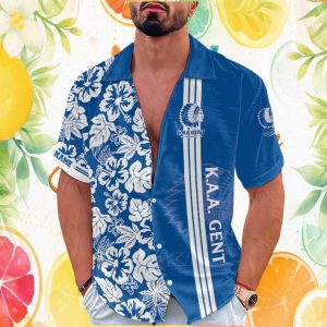 K.A.A. Gent Personalized Blue Hawaiian Custom Football Fan Gift K.A.A. Gent Personalized Blue Hawaiian Custom Football Fan Gift