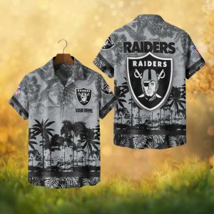 Las Vegas Raiders Custom Name Black & Grey NFL Hawaiian