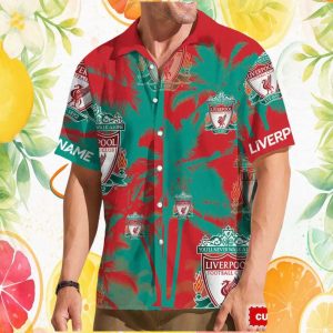 Liverpool FC Custom Name Red & Teal Tropical Summer Hawaiian Liverpool FC Custom Name Red & Teal Tropical Summer Hawaiian