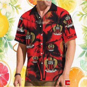 OGC Nice Ligue 1 Custom Name Tropical Palm Tree Pattern Summer Hawaiian OGC Nice Ligue 1 Custom Name Tropical Palm Tree Pattern Summer Hawaiian