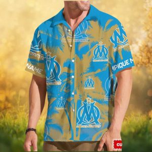 Olympique de Marseille (OM) Personalized Name Sky Blue Tropical Hawaiian