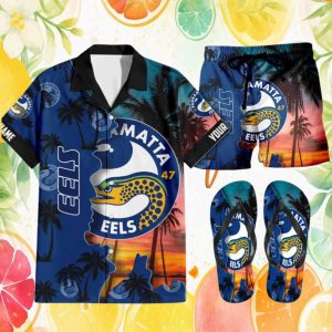 Parramatta Eels NRL Personalized Summer Beach Set Hawaiian , Shorts & Sliders Parramatta Eels NRL Personalized Summer Beach Set Hawaiian , Shorts & Sliders