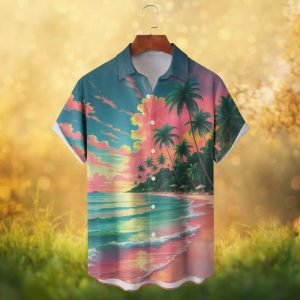 Pastel Dream Tropical Sunset Beach Hawaiian Hawaiian Shirt