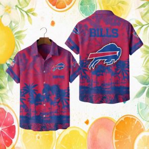 Personalize Name Buffalo Bills NFL Red & Blue Tropical Scenic Hawaiian Personalize Name Buffalo Bills NFL Red & Blue Tropical Scenic Hawaiian