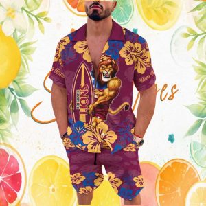 Personalized Brisbane Lions AFL Maroon Gold Hawaiian Outfit Personalized Brisbane Lions AFL Maroon Gold Hawaiian Outfit