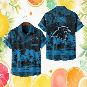 Personalized Carolina Panthers Tropical Hawaiian Custom Name NFL Fan Gift Personalized Carolina Panthers Tropical Hawaiian Custom Name NFL Fan Gift