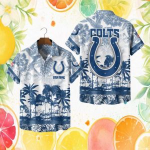 Personalized Indianapolis Colts White & Blue Hawaiian Custom NFL Gift Personalized Indianapolis Colts White & Blue Hawaiian Custom NFL Gift