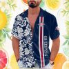 Holden Vintage Blue Car White Floral Pattern Hawaiian and Shorts Holden Vintage Blue Car White Floral Pattern Hawaiian and Shorts