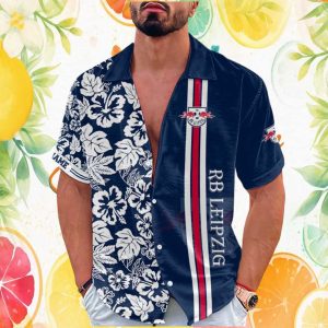 RB Leipzig Custom Name Navy Floral Split Design Hawaiian RB Leipzig Custom Name Navy Floral Split Design Hawaiian