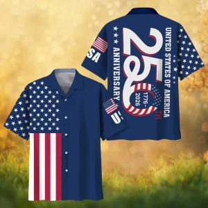 United States of America 250th Anniversary Bold Logo Patriotic Hawaiian Shirt