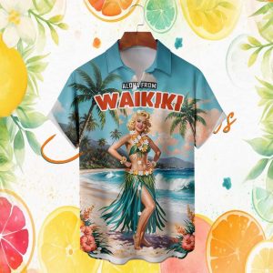 Vintage Aloha From Waikiki Hula Girl Retro Beach Hawaiian Shirt Vintage Aloha From Waikiki Hula Girl Retro Beach Hawaiian Shirt