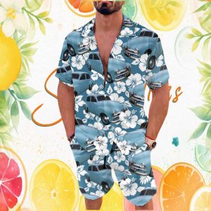 Vintage Holden Classic Car Light Blue Retro Tropical Hawaiian Outfit