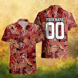 Personalized San Francisco 49ers NFL Gold & Red Tropical Hawaiian Shirt