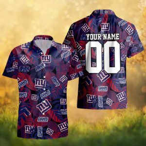 Personalized New York Giants NFL Royal Blue & Red Floral Hawaiian Shirt