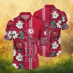 Alabama Crimson Tide NCAA Floral Pattern Button Down Hawaiian Shirt