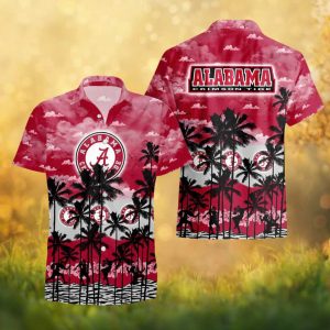 Alabama Crimson Tide NCAA Tropical Palm Tree Sunset Crimson Hawaiian Shirt