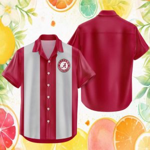 Alabama Crimson Tide Retro Vertical Stripe Team Color Hawaiian Shirt