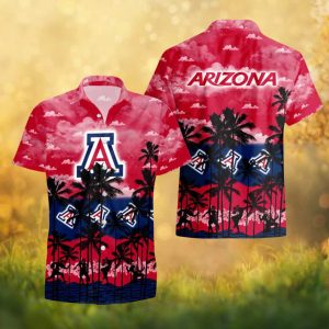 Arizona Wildcats NCAA Sunset Palm Tree Football Silhouette Hawaiian Shirt