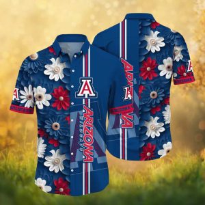 Arizona Wildcats NCAA Tropical Floral Summer Fan Hawaiian Shirt NavyRed