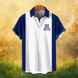 Arizona Wildcats NCAA White and Navy Blue Block Panel Bowling Hawaiian Shirt