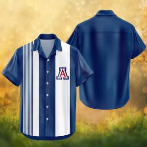 Arizona Wildcats Navy and White Striped Performance Bowling Hawaiian Shirt