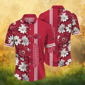 Arkansas Razorbacks 3D Flower NCAA Vacation Hawaiian Shirt Red