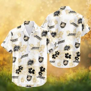Army Black Knights West Point Gold Hibiscus White Hawaiian Shirt