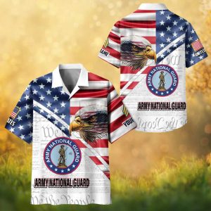 Army National Guard Patriot Eagle Hawaiian Shirt Personalized Military Summer Button Down