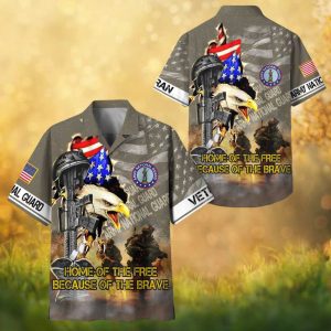 Army National Guard Veteran Hawaiian Shirt Grey Eagle Patriotic Graphic