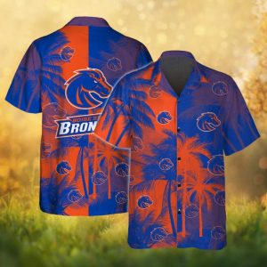 Boise State Broncos Blue and Orange Split Palm Tree Pattern Hawaiian Shirt