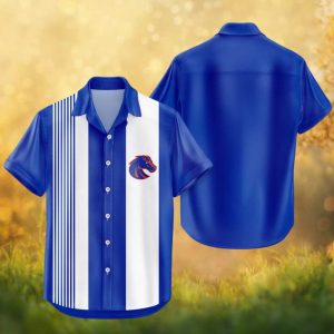 Boise State Broncos NCAA Blue Striped Retro Hawaiian Shirt