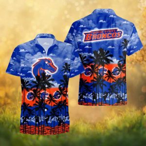 Boise State Broncos NCAA Blue Sunset Beach Palm Tree Hawaiian Shirt