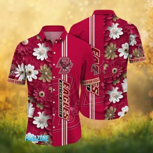 Boston College Eagles 3D Flower Pattern NCAA Hawaiian Shirt Maroon
