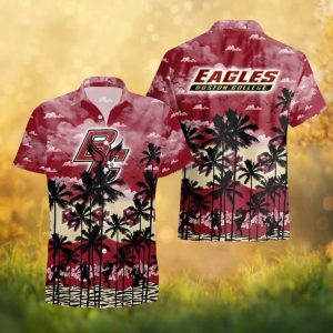 Boston College Eagles NCAA Hawaiian Shirt Maroon Tropical Sunset Design