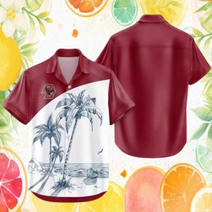 Boston College Eagles NCAA Maroon Shoreline Palm Hawaiian Shirt